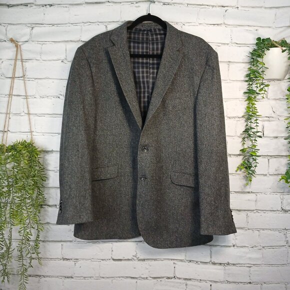 MENS JOS A BANK GRAY DRESS BLAZER, WOOL, SIZE 43R, TAILORED FIT, 43R - Picture 1 of 12